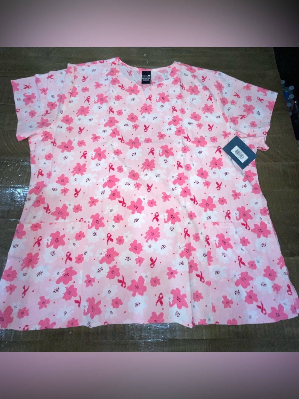 Scrubs top for women Pink Floral Print Top - Unbranded